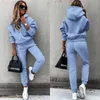 Femmes Deux Pièces Pantalons Femmes Survêtement Automne Hiver Polaire À Capuche Deux Pièces Ensemble Lâche Hoodies Jogger Pantalon Ensembles Femme Casual Lady Sportswear Costume 230201