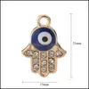 Charms Crystal Emalj Fatima Hamsa Charm Eyes Pendants For Armband Halsband smycken legering Metall Makan Tillbeh￶r Partihandel droppe d otcfi