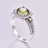Wedding Rings 925 Silver Round Cut Morganite & Peridot Fashion Ring Party Jewelry