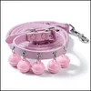 Cat Collars Leads New Cute Solid Color Bell Collar Jewelry Teddy Pet Leash Set Drop Delivery Home Garden Supplies Dhoas