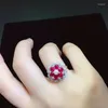 Cluster Rings 925 Silver Ring Gorgeous Women Ruby Certified Natural Gem Real Red Green Color Christmas Gift