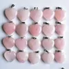 Encantos Cuarzo rosa Corazón Piedra natural Chakra Curación Colgante Diy Collar Pendientes Fabricación de joyas Entrega de gota Hallazgos Com Dhgarden Dhm8X