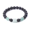 Bracelet en cristal naturel brin pour femmes hommes bijoux de guérison Quartz de roche carré perle en acier pierre de lave noire améthystes extensible