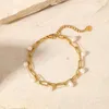 Braccialetti a maglie Bracciale a strati con catena di perle vere per le donne Gioielli estivi delicati in acciaio inossidabile 2023 Fornitore di Dropship