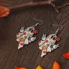 Oorringen Retro Stijl Kleurrijke Bloemen Leuke Leuke Dubbelzijdige Houten Kleine Dangle Vrouwen Oorbel