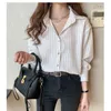 Women's Blouses Fashion Women's Long-Sleeved Stripe Simple Shirt Turn-down Collar Korean Style Autumn Loose Casual Office Top 2023