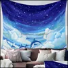 Tapissries Dolphin Starry Sky Dream Wall Tapestry Home Decor er Beach Handduk Picknickmatta Yoga Drop Delivery Garden Dhqhl
