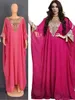 Vêtements ethniques Turquie Musulman Abaya Femmes Robe Ensemble 2 Pièce En Mousseline De Soie Paillettes Manches Chauve-Souris Surdimensionné Robe Robes Dubaï Arabe Maroc Caftan 230131