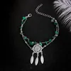 Anklets Women Beach Foot Chain Anklet Pendant Multilayer Dream Catcher Faux Turquoise Beaded Bracelet