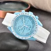 2023 Plastic Moon Mens Watches Full Function Quarz Chronograph Watch Mission to Mercury 42mm Luxury Watch Limited Edition Master Wristwatches Rubber Straps Hom01