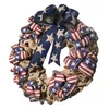 Flores decorativas Wreath Day Day Door 4th Front Garland Decorações patrióticas Independence Wreathsamerican Decor Veterans Memorial Quarto