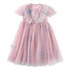 Girl's schattige babymeisjes kleren zoete prinses jurken vlinder kanten pailletten voile feest tutu regenboog gaas trouwjurk kinderen baljurk 0131