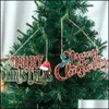 Decorações de Natal Novas letras de madeira Merry Listing Plaid pintada Christma sinal