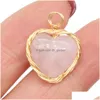 Charms Fashion Natural Stone Wrap Heart Rose Quartz Lapis Lazi Turquoise Opal Pendant Diy For Bracelet Necklace Earrings Jew Dhgarden Dhceh