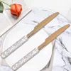 Servis uppsättningar Deouny Luxury Diamond Table Provise 304 Rostfritt stål Långhandtag Knife Fork Sked Western Cutsly dessert ons gåva