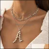 H￤nghalsband vintage mtilayer kubansk kedjehalsband f￶r kvinnor boho initial en brev choker v￤n smycken tillbeh￶r 3691 Q2 dr dhhda