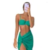 Robes décontractées Sexy Resort Off-The-épaule High-Slit Couleur Solide 2pcs Beach Style Femmes Robe Été 2023 Dames Robe de Mujer