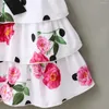 Girl Dresses Pretty Princess Summer Sleeveless Flower Tiered Belt Bow Knee-length Dress Toddler Kids Baby Children Casual Clothes 2-7Y