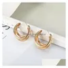Stud Fashion Jewelry Womens Vintage Layers Cute Earrings Gold Sier Color Drop Delivery Dhvgq