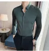 Casual shirts voor heren 2023 Spring Fashion Shirt Men Super Slim Fit mannelijk Sociaal bedrijfskleding Top Brand Fitness Sportdoek