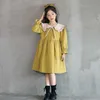 Girl's es 6Y to 16Y Girls 2022 Fall New Mori Retro Ruffles Collar Baby Christmas Dress Kids Cotton Toddler Clothes Bow #5633 0131