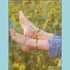 Charm Armband Wish Card Sunflower fl￤tat armband f￶r kvinnor Justerbart lager Armband Rope Frihets smycken Drop Delivery Otdld