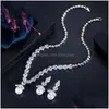 Orecchini Necklace Fashion 2pcs/set di gioielli da sposa set guscio perle orecchini africani set africani bianchi aaa zirconi