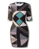 Partykleider 2023 Frauen Elegante Mode Mini Casual Kleid Weibliche Slim Fit Freizeit Geo Chain Print Bodycon