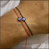 Pulseras con abalorios, pulsera trenzada de ojo azul malvado, joyería hecha a mano, cuerda de cuerda de cera para mujer y niña, envío directo Otlgy