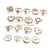 Band Rings Bohemian Fashion Jewelry Ring Set Rhinstone Crown Stacking Midi 17Pcs/Set Drop Delivery Dh12S