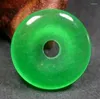 Hänge halsband certifikat kinesisk grön kvartsit jade cirkel donut amulet 20mm