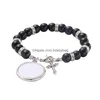 Charm Bracelets Fashion Sublimation Blank Diy Round Beaded Cross Bracelet Transfer Printing Love Mens For Woman Thanksgiving Valenti Dha3V