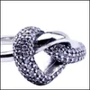 웨딩 반지 Crystal Woman Jewelry Knotted Heart Ring Pandora 925 Sterling Sier CZ Diamond Women Gift 3356 Drop Del DHZHG