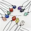 Pendentif Colliers Irregar Pierre Naturelle Net Sac Cristal De Quartz Guérison Pendentifs De Poche Tissés À La Main Collier Drop Delivery Jewel Dhgarden Dh2Yb