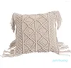 Pillow Braided Rope Tassel Case Hand Woven Living Room Bedroom Sofa Geometric Pattern Decorative Pillows 552