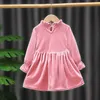 Girl's Cute infant Dress For Baby Girls Clothes Ruffle Lace Velvet Bows princess Dresses Party Kids 1-6 Year Fall Spring Child Clothing 0131