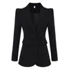 Vestes pour femmes 2023 haute qualité dames manteau mince minceur longueur moyenne haussement d'épaules un bouton blanc noir costume OL O28