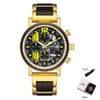 Zegarek kunhuang drewniany zegarek męskiej marki oficjalna autentyczna najlepsza biznes chronografu data świetlisty zegar pudełka