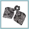 Other Event Party Supplies Women Girl Elastic Hairbands Scrunchie Streamer Scrunchies Leopard Print Chiffon Turban Ponytail Holder Otr8V