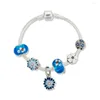 Braccialetti con ciondoli ANNPAER Arrivi Carino Perline Blue Daisy Fiore Braccialetti Per Le Donne Fit Estate Gioielli FAI DA TE Regalo B20014