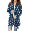 Polos femininos 2023 Mulheres Cardigan Verão Aberto Frente Frente de Natal Blusa Kimono Casual Praia Loose Tops Vintage Blusas de manga longa Vintage