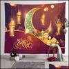 Tapestries Ramadan Tapestry Eid Mubarak Deken Beach Towel Islam Moslim 150x150cm Polyester TV Hanging Home Decoratie Drop levering Dhoda
