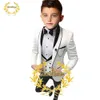 Terno infantil terno de casamento smoking smoking de três peças colete de calças personalizado 3-16 roupas de meninos Blazer Conjunto de roupas completas vermelhas Conjuntos de Blazer 230131