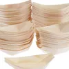 Sushi Tools 100PCS Disposable Wood Boat Premium Natural Serving Salad Dessert Bowl Tableware Set 230201