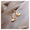 Dangle Chandelier Fashion Jewelry S925 Sier Needle Cute Butterfly Earrings Lady Elegant Stud Drop Delivery Dhcsn