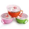 Bowls 600ml Noodle Bowl With Lid Handle Stainless Steel Plastic Leak-Proof Container