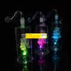 Mini bruciatore a nafta bong LED luce Bubbler Bong Ash Catcher Fumatori Tubi dell'acqua Impianti petroliferi Dab Rig con tubo bruciatore a nafta da 10 mm