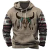 Men's Hoodies Men's Hooded 3d Vintage Cow Print Sweatshirts Fashion Long Sleeve Pullovers Tops Casual Clothing Jacket Coat Oversized