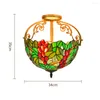 Luzes de teto Tiffany Pastoral Glass Lamp for Balcony Foyer Entrance Modern Colorful 34cm Light 1154