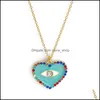 Pendant Necklaces S2295 Fashion Jewelry Turkish Symbol Colorf Love Heart Evil Eye Necklace Blue Eyes Punk C3 Drop Delivery Pendants Dhq4R